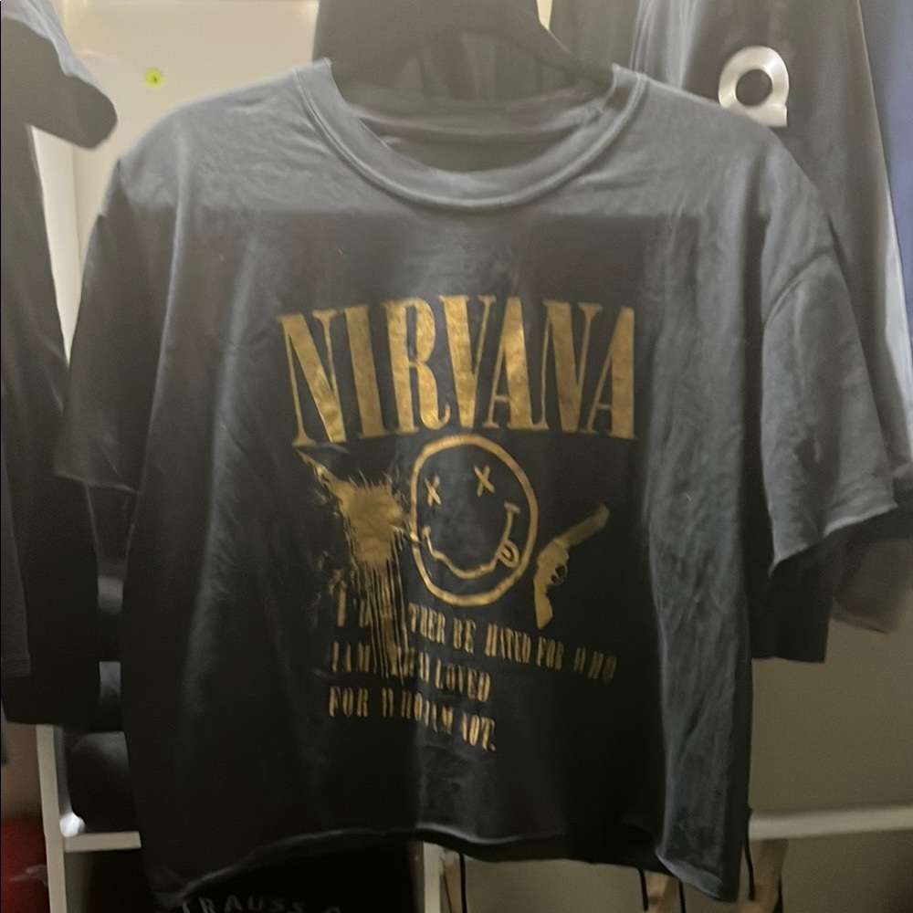 Nirvana Black and Gold cropped T-Shirt 1 of 1